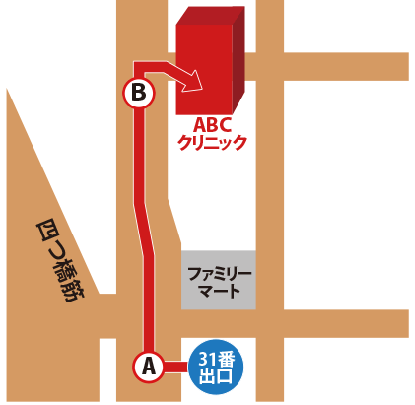四ツ橋筋側からのアクセスマップ
