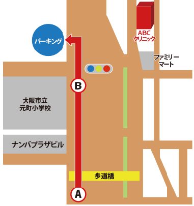 お車の方へ、最寄りのパーキングのアクセスマップ